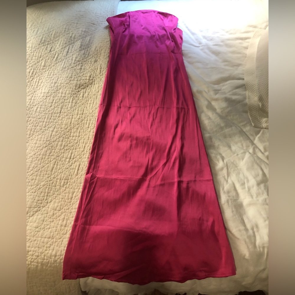 Floor length Pink strapless dress Fits like a Size M-L